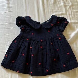 GAP Navy Dress with Red Cherry Embroidery